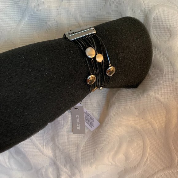 Chico's Erika Mixed Metals Circle Beads Bracelet - Picture 3 of 7